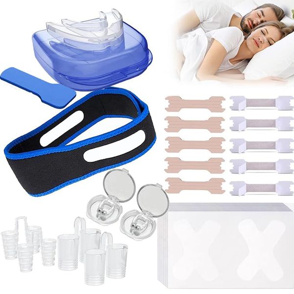 Anti Snoring Devices, Sleep Apnea Devices Nasal Strips Anti Snoring Mouth Guard Snore Stopper Snoring Aids for Men and Women (28Pcs)