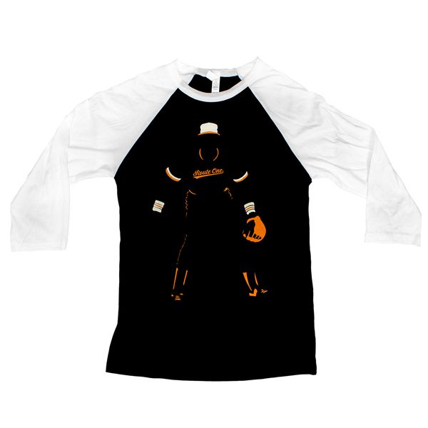 Baseball Player Silhouette (Black & White) / Baseball Jersey - Large / Black