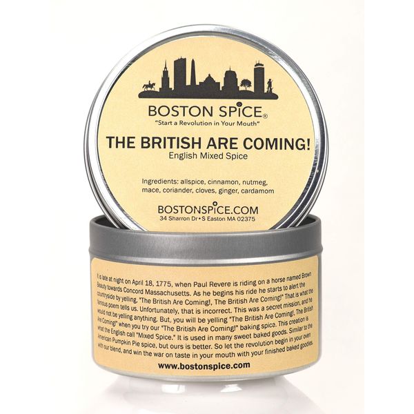 Boston Spice The British Are Coming Handmade English Mixed Spice Pudding Seasoning Blend Baking Cakes Apple Pumpkin Pie Donuts Pastry Dessert Fudge Brownies Add to Protein Drinks 4oz/114g 1 Cup Tin