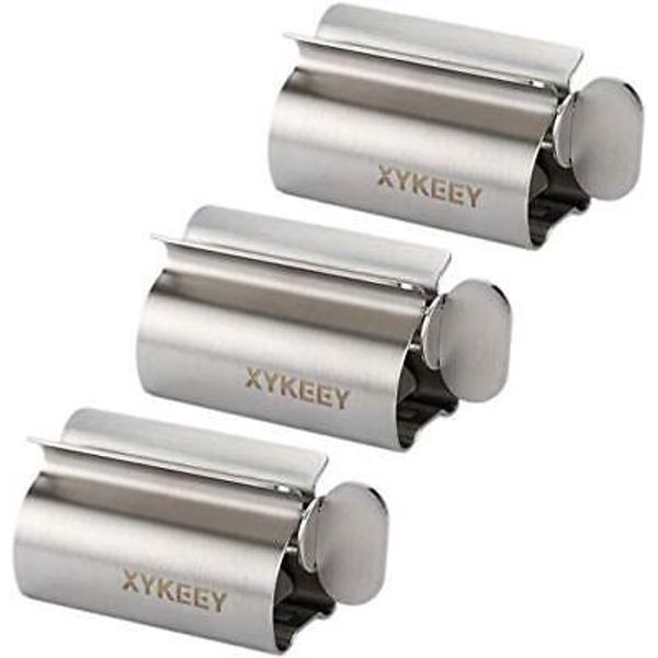 Toothpaste Tube Squeezer - Set of 3 Toothpaste Squeezer Rollers, Metal Sliver