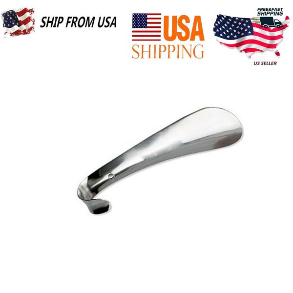 6 inch Hot Long Handled Metal Shoe Horn Lifter Stainless Steel with Hanging Hole