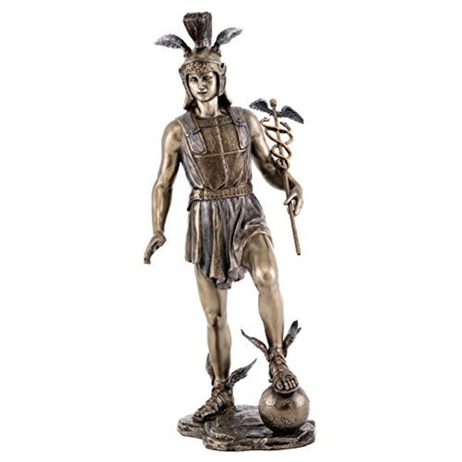 Top Collection Mercury Statue- Olympian Greek God of Transitions and Boundaries Sculpture in Premium Cold Cast Bronze- 12.75-Inch Collectible Son of Zeus Figurine