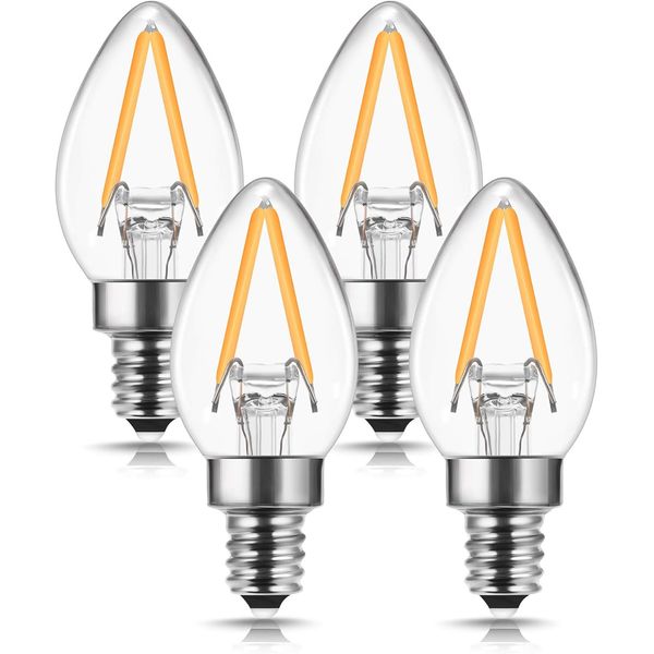 DORESshop C7 Mini Candelabra LED Bulb, 4 Count (Pack of 1), Warm White