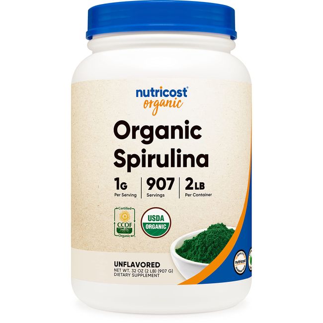 Nutricost Organic Spirulina Powder 2 LB - Pure, Certified Organic Spirulina