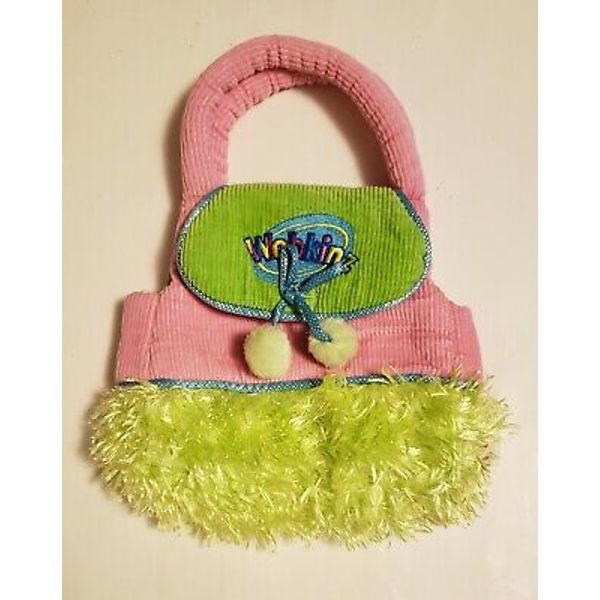 Ganz Webkinz Pink & Green Pet Carrier Purse Bag Corduroy Stuffed Animal