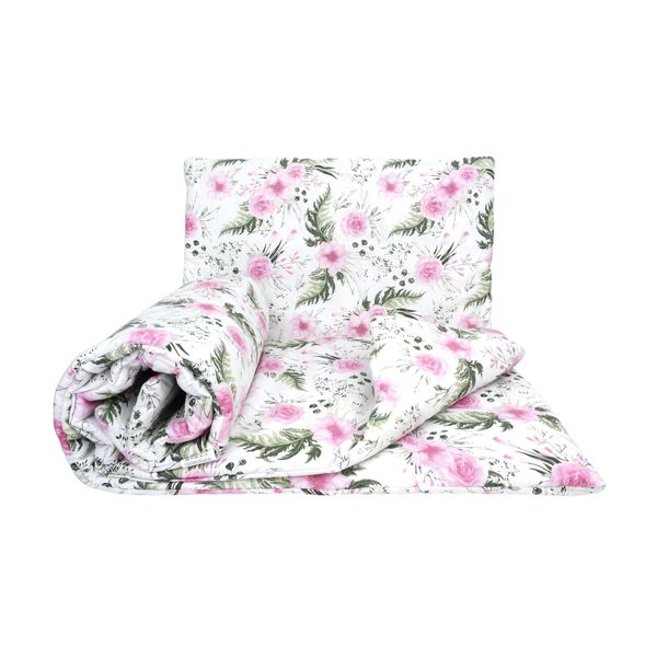 2 Piece Baby Children Quilt Duvet & Pillow Set 80x70 cm to fit Crib or Pram (Rose Pink)