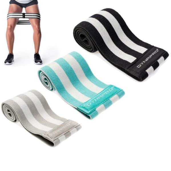 DYNAPRO Fabric Mini Bands High Performance, No Rubber Contact, No Roll, No Slip Resistance Bands aka Hip Bands (Set of 3: Grey, Mint, Black)