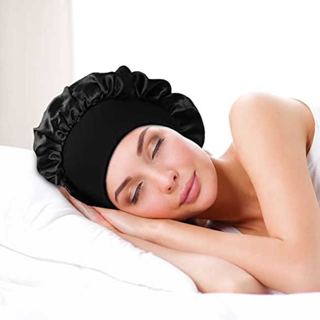 4 Pack Long Silky Sleep Bonnet for Curly Hair, Extra Large Hair