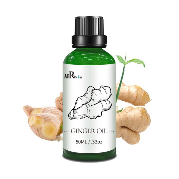 Airoomoil Ginger Essential Oil, Belly Ginger Oil Pure Ginger Oil Lymphatic Drainage Massage Ginger Root Oil for Belly Fat, Skin, Massage, Hair, Stomach Fat- 50ml