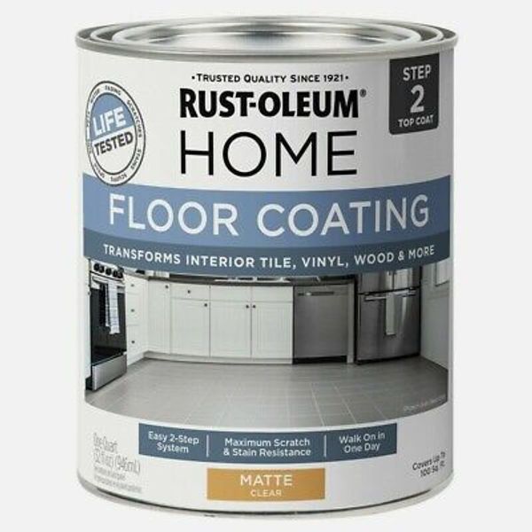 Rust-Oleum Home FLOOR COATING 1 qt. Tile Vinyl Wood MATTE CLEAR Paint 358871 NEW