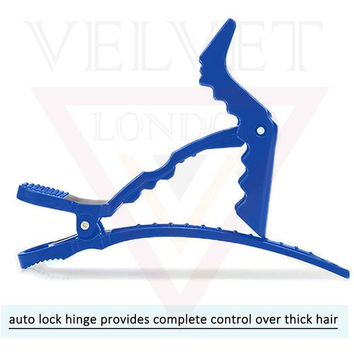 Velvet London | 12PCS Crocodile Clips Hair | Professional Hair Clips For Styling | Sectioning Crocodile Hair Clips For Women Girls | Alligator Clips Hair Sectioning Clips for Salon Home Use | (Blue)