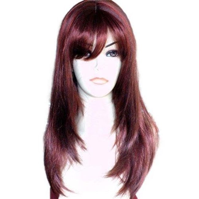 Forever Young Ladies Wig Perfect Long Face Framing Page Style Wine Red & Auburn Mix Wig