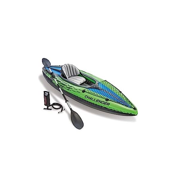 Intex Challenger K1 Kayak, 1-Person Inflatable Kayak Set with Aluminum Oars and High Output Air Pump