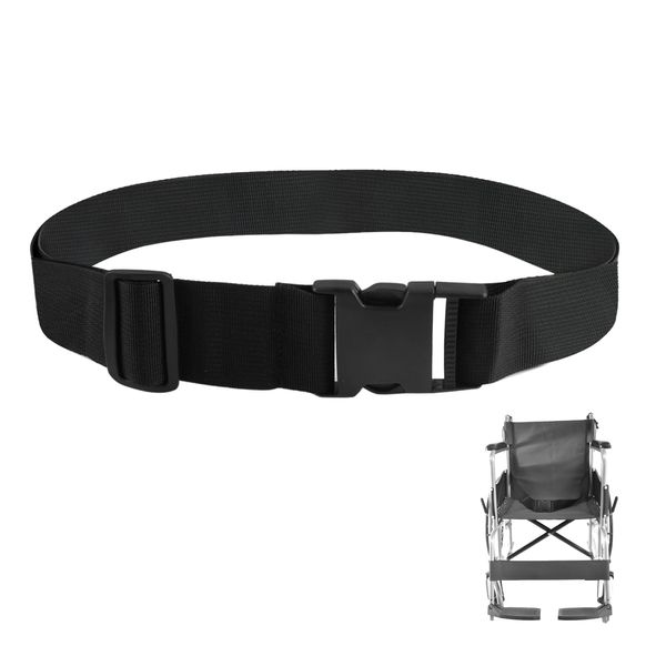 Wheelchair Seat Belt Adjustable Buckle Strap Wide 5cm Safety Lap Seat Restraint Leg Chest Waist Belt Extra Long Seatbelt for Mobility Scooters Elderly Patients (Black, 180 × 5 cm)