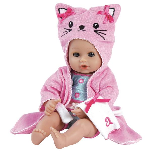 Adora Bath Time Babies Collection, 13" Baby Doll and Clothes Set, Made with Fresh Powder Scent and Exclusive QuickDri Vinyl Body, Birthday Gift For Ages 1+ - Kitty