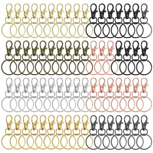 Grevosea 70 Pcs Key Chain Clip Hooks, Swivel Clasps Set 35 Piece Lanyard Snap Hooks with 35 Piece Key Chain Rings Lobster Clasp Keychain Hooks Lobster Claw Clasps for Keychain Jewelry DIY (7 Colors)