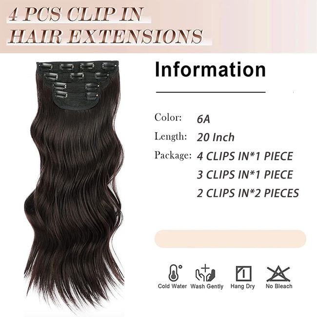 Clip in Extensions 50cm 4 Teiliges Set 200g wie Echthaar Haarverlängerung Haarteile Clip in Extension Lang Locken Synthetisch Haarteile für Damen (6A)