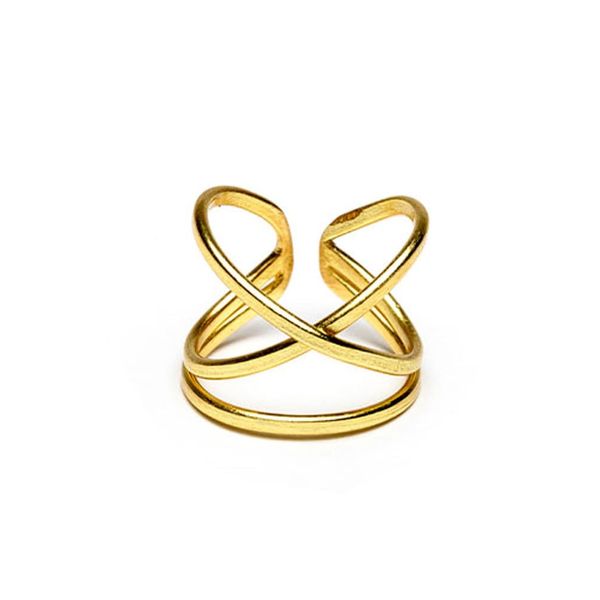 Vestopazzo Adjustable Brass Band Ring with Crossover Silhouette Model | Craftsmanship