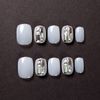 24 Pieces White Nail Tips Rhinestone Nails Short Nail Decorations for Photos Reception Parties After-Parties School Entrance Ceremonies Girls' Party Amusement Park