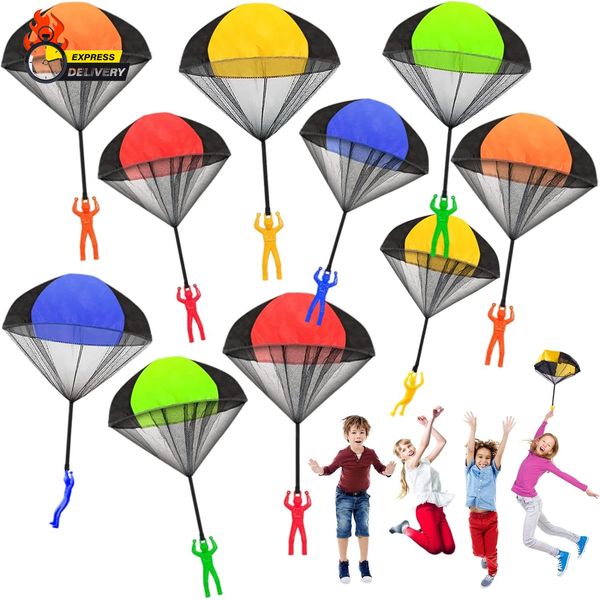 10 Pack Parachute Toy,Tangle Free Throwing Toy Parachute,Outdoor Toss It up Flyi