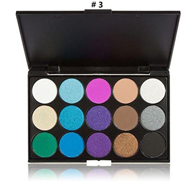 LyDia® 15 COLOURS EYESHADOW PALETTE Smokey Eye Effect Neutral Nude/White Highlight/Brown/Black/Chocolate/Purple/Blue/Green/Grey Silver #3 (15 colours eyeshadow #3)