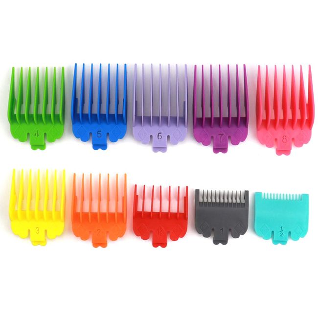 10pcs Clipper Guards for Wahl, Professional Hair Clipper Guide Combs Replacement Guards Attachment Compatible with Wahl Clippers (Assorted Color)