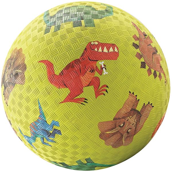 Crocodile Creek Playground Ball - Durable Rubber Ball for Kids Ages 3 and Up - Bouncy Inflatable Ball for Kickball, Indoor Games, and Outdoor Sports - PVC-Free - Dinosaurs Green - 7-inch Diameter