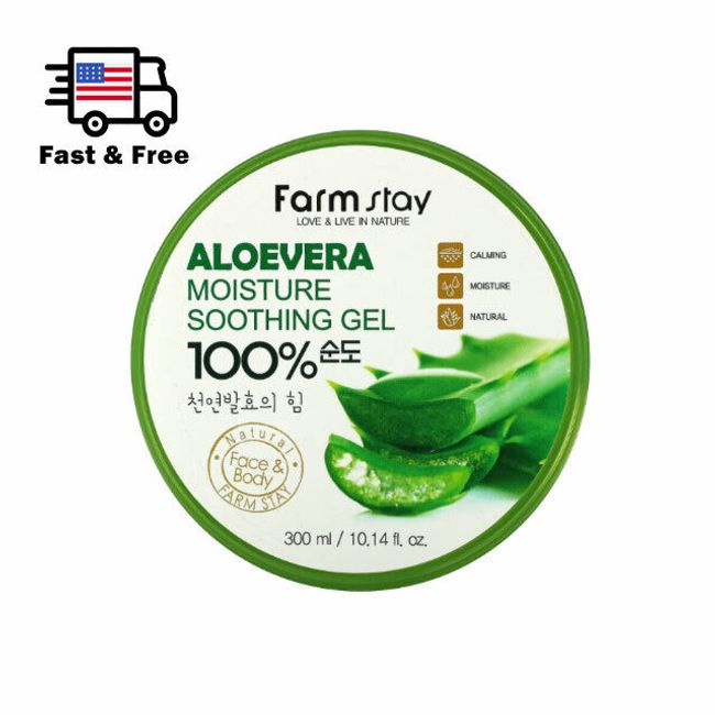 Farmstay Aloe Vera Moisture Soothing Gel (300 ml 10.14 fl.oz) - Made in KOREA