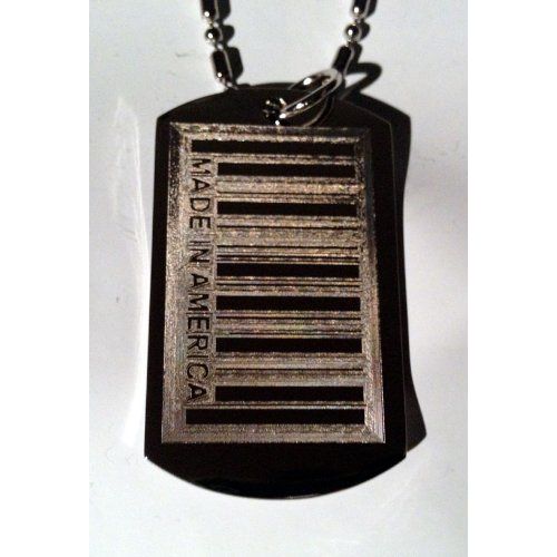 Made in America American USA Bar Code Novelty Logo Symbols - Military Dog Tag Luggage Tag Key Chain Metal Chain Necklace