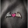 Spooky Cute Pink Glittered Heart Enamel Pin