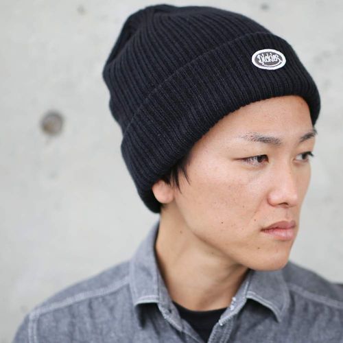 Dickies Special Order, CALIF Ribbed Knit Cap, Logo, Patch, Knit Hat, Watch Cap, Unisex, Acrylic, Beanie, Plain, Snowboarding, (00) black