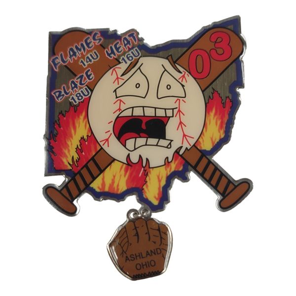 Fastpitch Softball 03' Ashland OH Flames 14U Blaze 18U Heat 16U Lapel Pin 2½"x3"