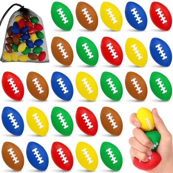 30 Pcs Mini Football Stress Ball 2.2 Inches Mini Foam Sports Ball Stress Anxiety Relief Balls Toy for Footballs Party Favors, Gift Bag Fillers, School Carnival Reward Supplies