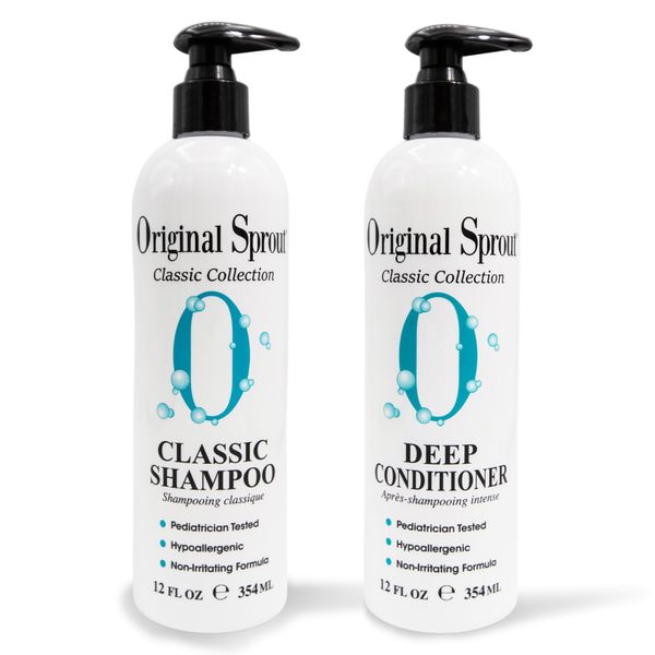 Original Sprout Classic Shampoo and Conditioner Set, Vegan Conditioner and Sulfate Free Shampoo for All Hair Types, 12 fl. oz Bottle, (Pack of 2)