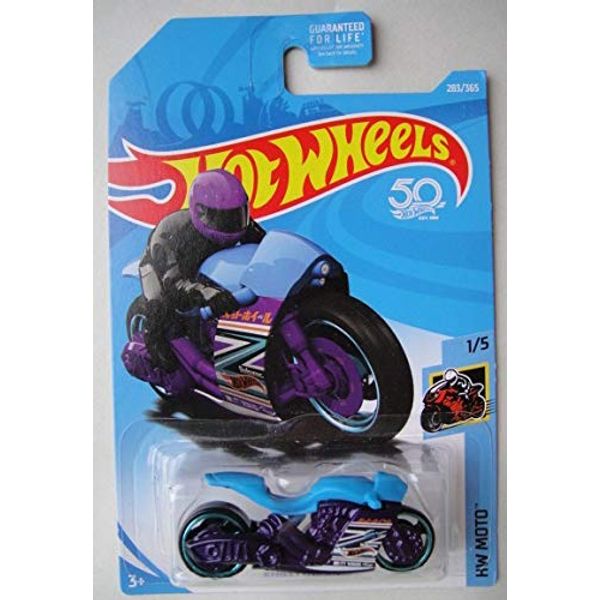 Hot Wheels Moto 1/5, Blue/Purple Street Stealth 283/365 50TH Anniversary Card