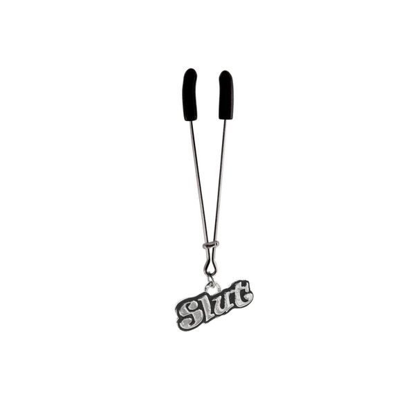 Clit Clamp - Tweezer - Chrome with Slut Charm