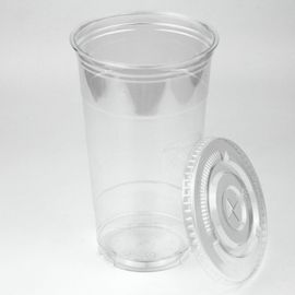 50 Pack] 20 oz Clear Plastic Cups with Flat Lids, Disposable Iced