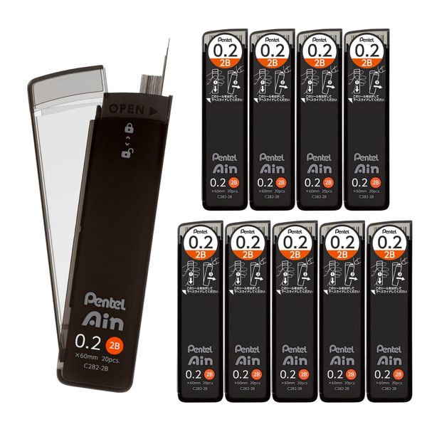 Pentel C282-2B Pentel Ain 0.2mm 2B 10pcs Sharp Leads