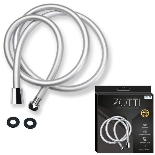 Zotti 1.25m PVC Shower Hose | Replacement Shower Hose | Leakproof and Anti Kink, Anti Burst | Universal Standard Fitting | High Pressure Resistance | Easy DIY Replacement | Includes 2 Washers