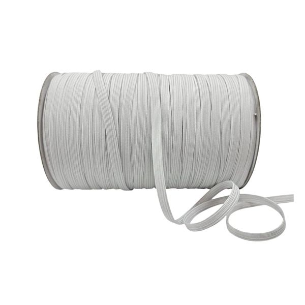 200 m elastisches Gummiband für Masken, elastisches Band, dünnes Gummiband, flach, weißes Stoff, zum Nähen und Basteln, elastisch, 200 m x 6 mm, Weiß