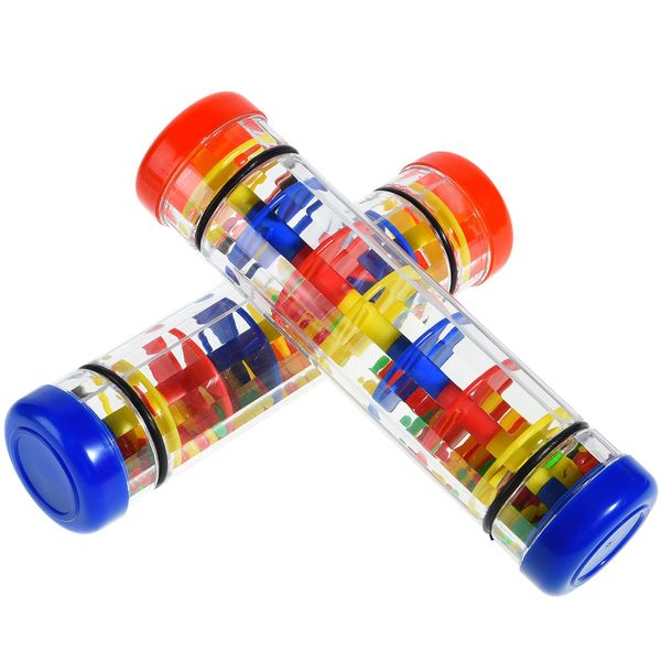 2 Pack Rainmaker Rain Stick Toy, 8 Inch Rainstick Musical Instrument for Babies Toddlers and Kids, Sensory Developmental Shaker