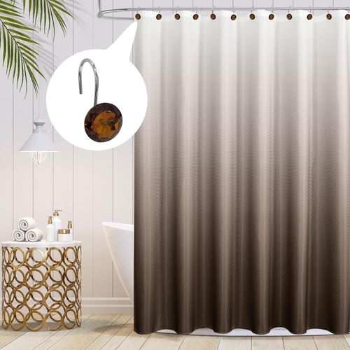 MitoVilla Dark Brown Shower Curtain Hooks Rings, Metal Shower Hooks for Shower Curtain Liner, Rust Proof Shower Rings for Curtain Accessories and Bathroom Shower Rod, 12 Pack Bathroom Set