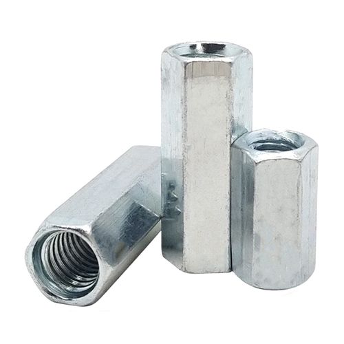 M10 X 1.5 x 32mm Long Rod Metric Hex Coupling Nut, Zinc Plated 5 Pcs