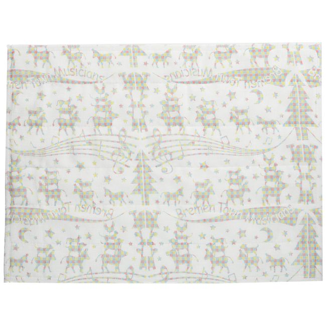 Shirayuki Dish Towel, 11.8 x 15.7 inches (30 x 40 cm), Shirayuki Yuzen Dish Towel, Bremen Musical Corps, Cream 2134