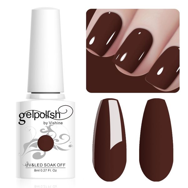 Vishine 8ML Gel Nail Polish 1Pcs Dark Brown Color Gel Polish Long-Lasting Nails Gel Soak Off Fall Gel Nail Polish Nail Art Manicure Salon at Home, L039