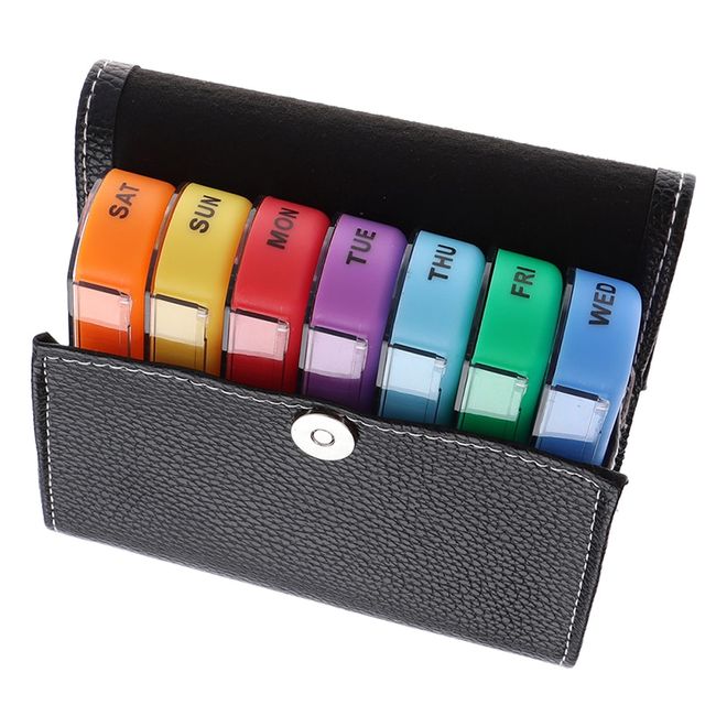 Personalized Portable Travel 7 Day Plastic Medicine Pill Box Weekly Pill  Case Organizer Wallet with PU Leather Bag - China Pill Box, Plastic Box