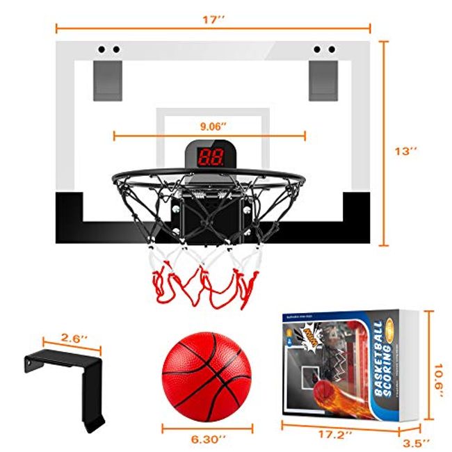 Indoor Mini Basketball Hoop with Electronic Scoreboard - Over The Door