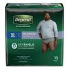 Depend FIT-FLEX Incontinence Underwear for Men, Maximum Absorbency, Disposable, Extra-Large, Grey, 15 Count