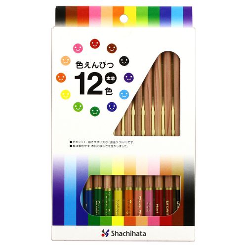 Shachihata ZCP-12C Colored Pencil, Thick Core, 12 Colors