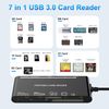 7 IN 2 USB 3.0 SD Card Reader, SD/TF/CF/Micro SD/XD/MS Card Adapter, 5Gbps High Speed USB C SD Card Reader for iPhone 16/15/14/iPad/MacBook/Samsung, Windows,Mac OS,Linux